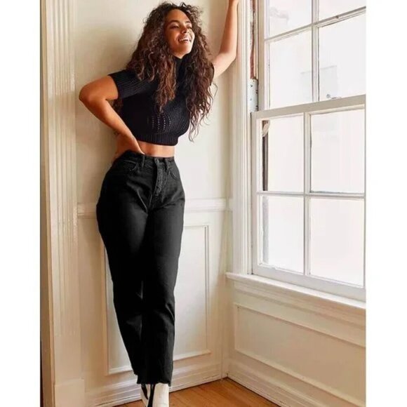 Free People CRVY High-Rise Mom Jeans Black 26 - Picture 2 of 8